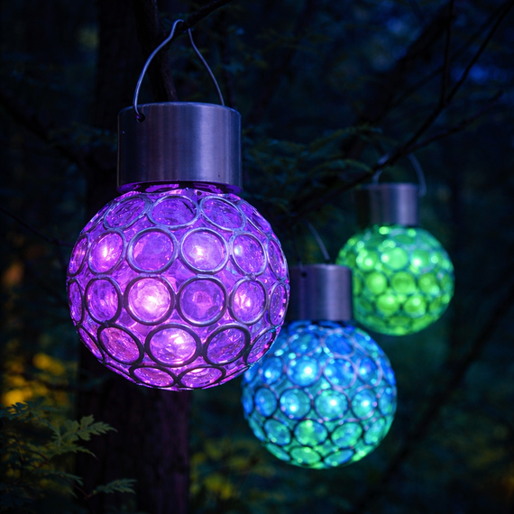 Садовый кристаллический светильник / Уличный солнечный фонарь garden light / Светильник с солнечной панелью | Зображення 2