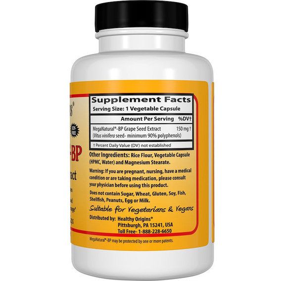 Екстракт виноградних кісточок Healthy Origins MegaNatural-BP Grape Seed Extract 150 mg 60 Caps | Зображення 1