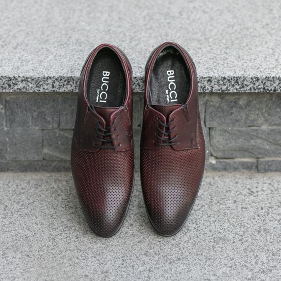 Бордові польські туфлі з нескрізною перфорацією 42 розмір | Зображення 3