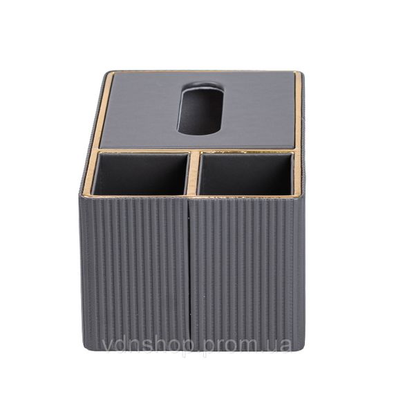 Салфетница-органайзер из эко-кожи 3 отделения 27*14*10.5 см Серый HP9191 | Зображення 2