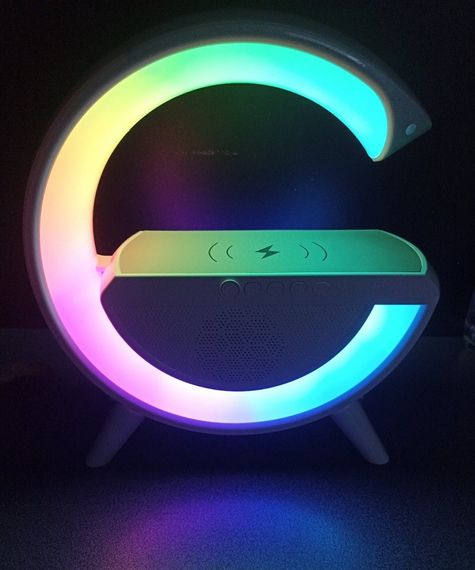 Настільна лампа-нічник Led Wireless Charging Speaker Google (BT2301) 15W бездротова з колонкою, радіо та бездротовою зарядкою White | Зображення 5