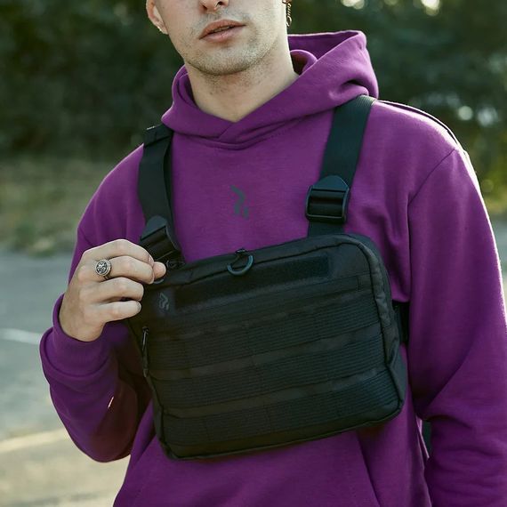 Мужская сумка рюкзак слинг, Сумка ВСУ, Нагрудна сумка кобура, Нагрудная сумка тактическая тканевая | Зображення 3