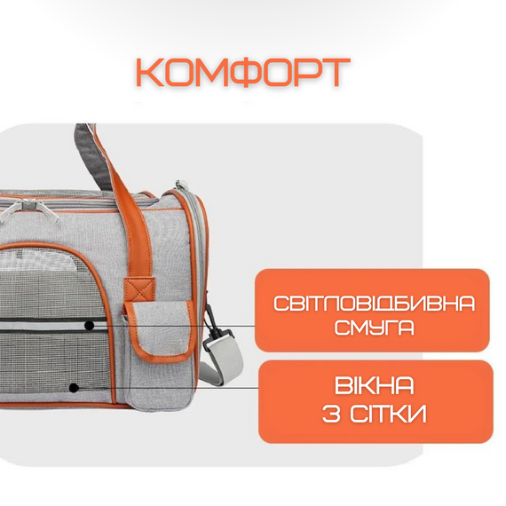 Сумка Переноска Для Кота Складная Сумка Для Домашних Животных с Прозрачными Стенками и Креплениями к Чемодану и Авто до 7 кг | Зображення 4