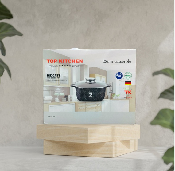 Каструля-казан квадратна з мармуровим покриттям   28 х 12см/6,7Л  Top Kitchen ТК00056 6,7 л Чорна | Зображення 1