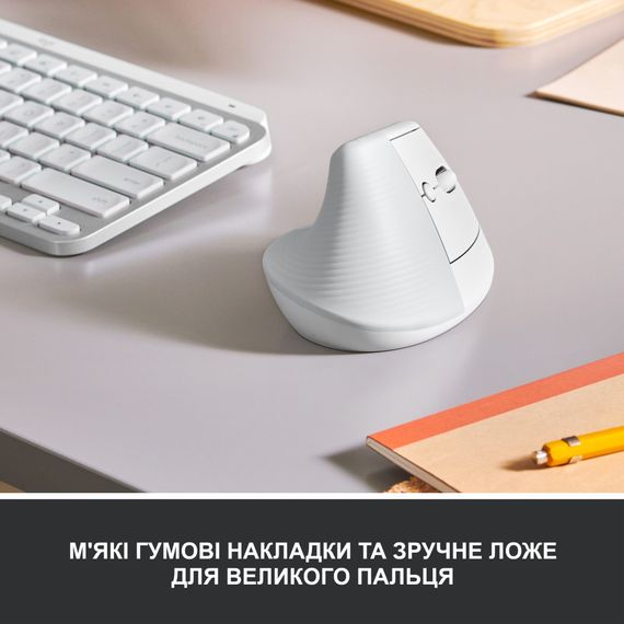 Мишка Logitech Lift Vertical Ergonomic Wireless/Bluetooth White (910-006475) | Зображення 1