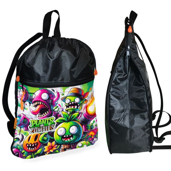 Рюкзак-мешок для обуви,спортивной формы Растения Против Зомби детская сумка для сменки с расширителем (01373)