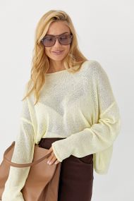 Джемпер легкої в'язки вільного крою - лимонний цвет, ONE SIZE (є розміри)