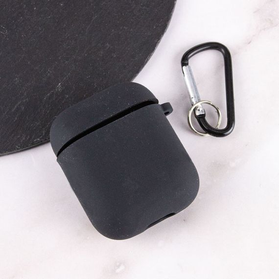 Силіконовий футляр із мікрофіброю для навушників Airpods 1/2 Чорний / Black | Зображення 2