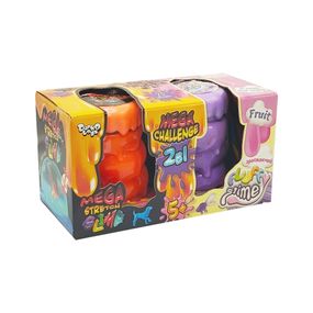 Вязкая масса 2 в 1 "Mega Stretch Slime" и "Fluffy Slime" FLS-03-01U Оранжевый-фиолетовый