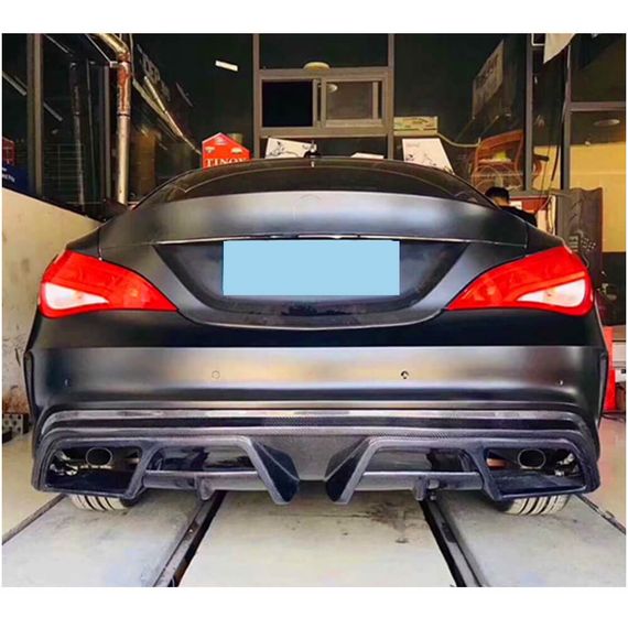 Дифузор заднього бампера V1 (для AMG-Line / CLA45 AMG 2013-2016, Карбон) для Mercedes CLA C117 рр | Зображення 1