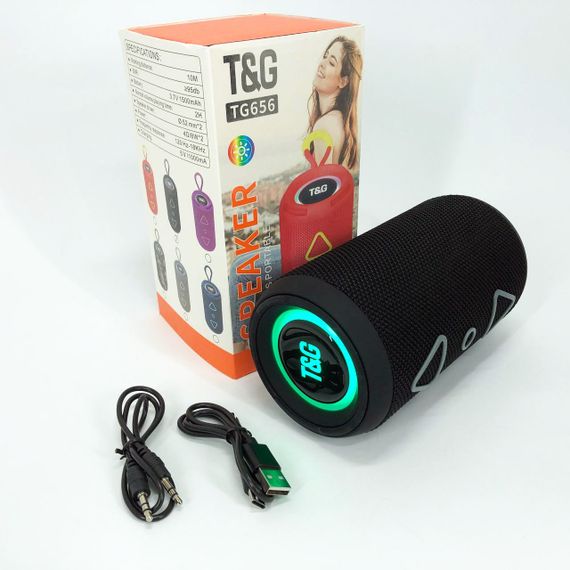 Bluetooth колонка портативная TG656 FM-радио, аккумуляторная колонка для музыки. Цвет: черный | Зображення 7