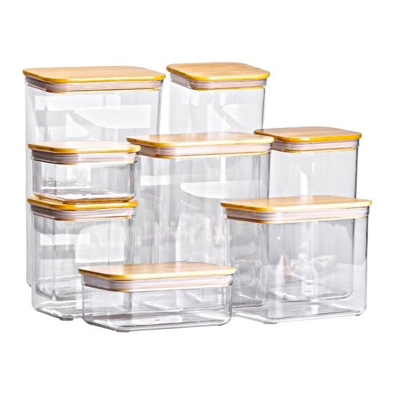 Набір банок для сипучих продуктів 8 штук ємності з бамбуковою кришкою HP-1303 | Зображення 1