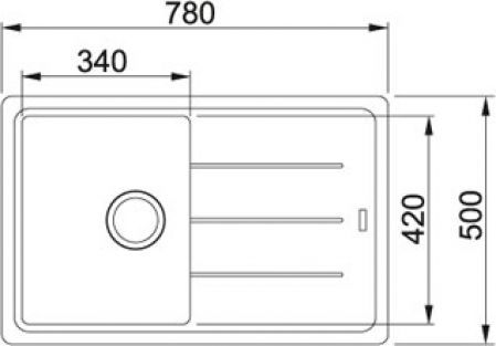 Franke Basis BFG 611-78 [Мийка кухонна Basis, фраграніт, прямокутник, з крилом, 780х500х200мм, чаша - 1, накладна, BFG 611-78, мигдаль] (114.0306.793) | Зображення 1