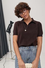 Однотонне в'язане поло - темно-коричневий цвет, ONE SIZE (є розміри)