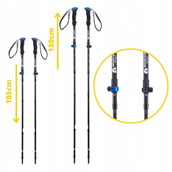 Трекінгові палиці Mountain Goat Pro+ 43-130 см MG0007 Black/Blue (P-5907739318244) | Зображення 2