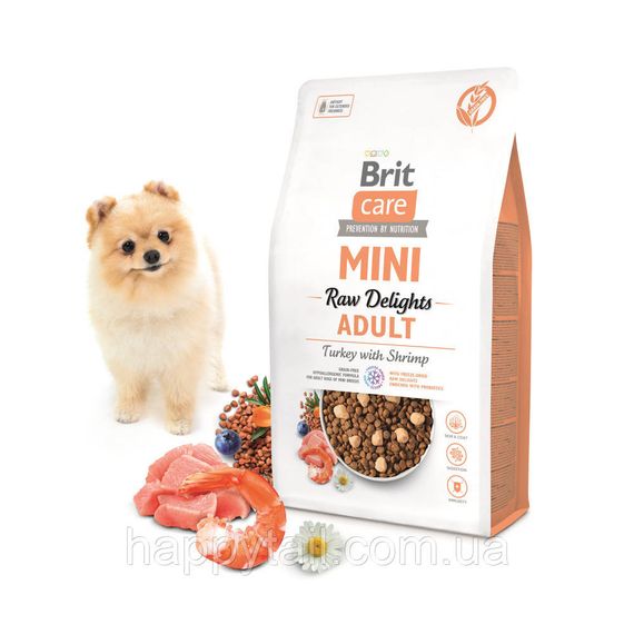 Беззерновий корм Brit Care Mini Raw Delights Turkey & Shrimp для собак малих порід, індичка та креветка, 2 кг | Зображення 1
