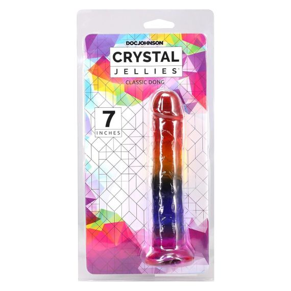 Дилдо Doc Johnson Crystal Jellies - 7 Inch Сlassic Dong - Rainbow Sex Aura | Зображення 4