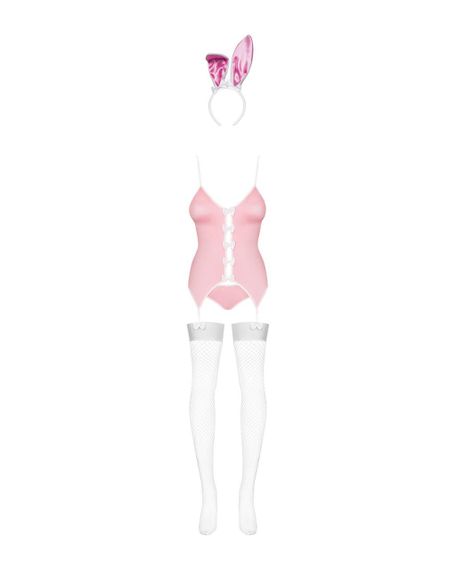 Еротичний костюм зайчика Obsessive Bunny suit 4 pcs costume pink S/M, рожевий, топ з підв’язками, тр Sex Aura | Зображення 4