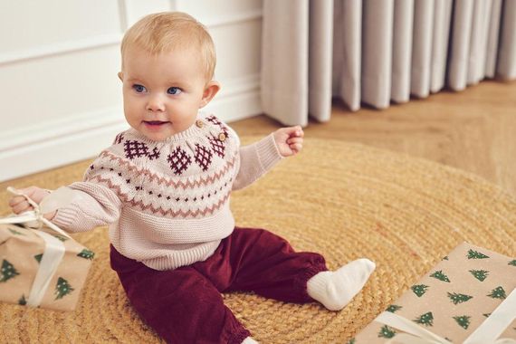 Дитячий в'язаний светр унісекс Green Cotton 98 см Пудровий (25111274) | Зображення 2