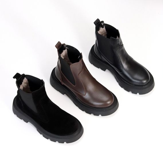 Зручні базові чорні зимові черевики челсі з еластичною вставкою | Зображення 9