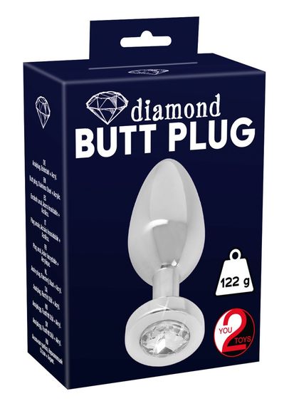Анальная пробка с камнем You2Toys Jewel Buttplug, серебристая, Small Sex Aura