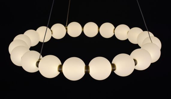 Люстра світлодіодна підвісна LED світильник для квартири на стелю лед 27210 Латунь 25-140х64х64 см. | Зображення 2