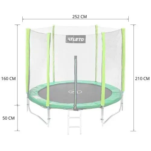 Батут дитячий Atleto 252 см із захисною сіткою для дому та дачі зелений 21000802 | Зображення 9