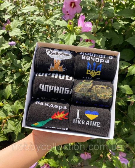 Бокс чоловічих патріотичних шкарпеток на 6 пар 40-45 р в подарунковій коробці із стрічкою весна-осінь | Зображення 5