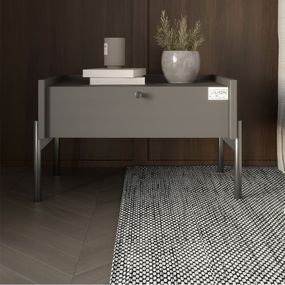 Тумба приліжкова LION Wood з однією шухлядою Антрацит (чорні ножки) (LION-041305)