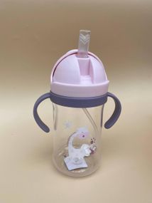 Поїльник непроливайка з трубочкою і грузиком рожевий жираф 350мл