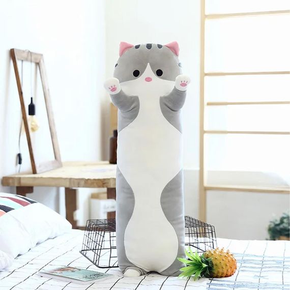 Мягкая игрушка-подушка Кот Батон 70 см, Серая / Детская плюшевая игрушка Кот обнимашка | Зображення 6