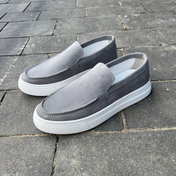 Мужские серые лоферы из натуральной замши 40 размер | Зображення 1