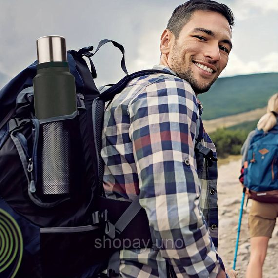 Кружка-термос Vacuum flask 970, 1400 мл · Термос nуристичний з чашкою з нержавіючої сталі | Зображення 4