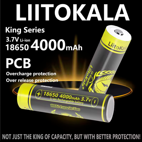 Аккумулятор 18650 с защитой, 4000 мАч LiitoKala King 4000-PCB | Зображення 3