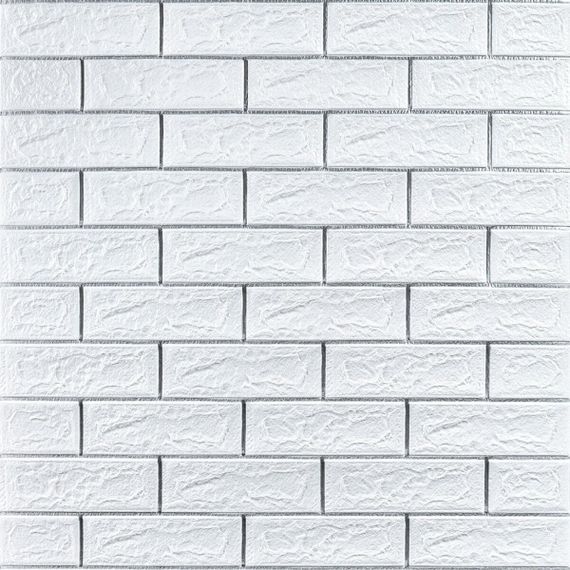 Самоклеюча 3D панель цегла біла смужка срібло 700х770х5мм (100-5) SW-00000753