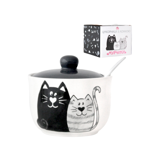 Цукорниця Мурчики з ложкою 450мл d11см/h7,5см 2242-19 S&T