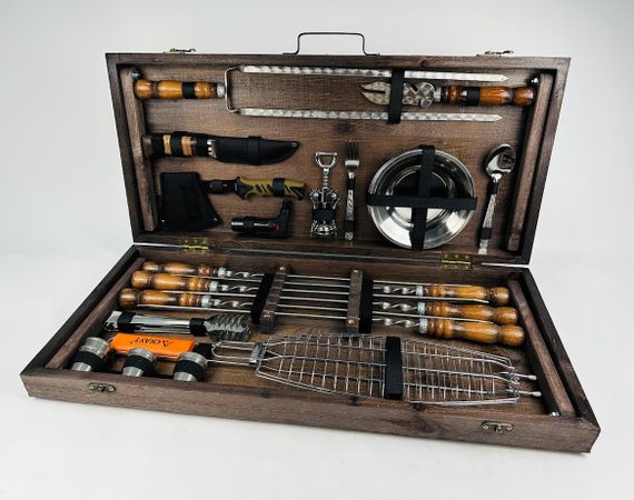 Подарочный набор для пикника GRILL MASTER Кизляр ручной работы (шампура и аксессуары). | Зображення 2