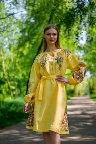 Платье  вышиванка взрослое лен