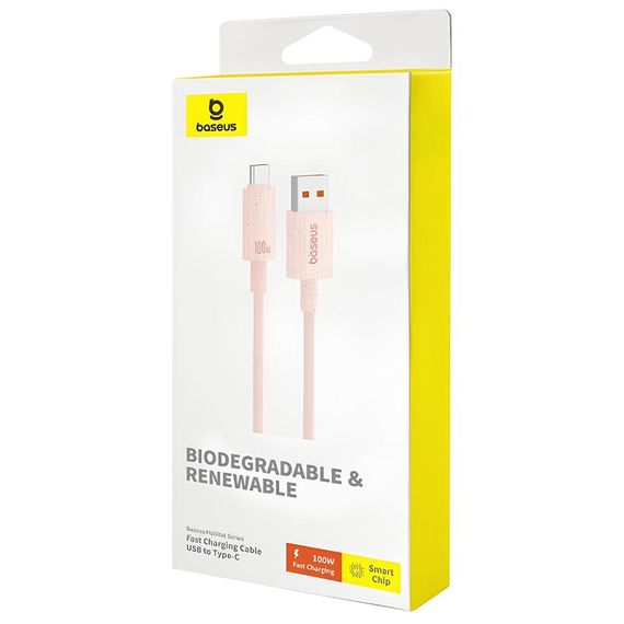 Дата кабель Baseus Habitat Series Fast Charging USB to Type-C 100W (2m) (P1036020) Wheat Pink | Зображення 3