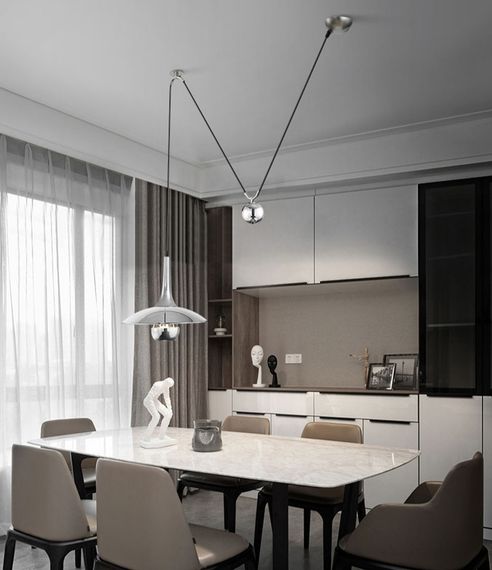 Люстра підвісна на 1 лампочку 27166 Хром 40-150х30х30 см. | Зображення 1