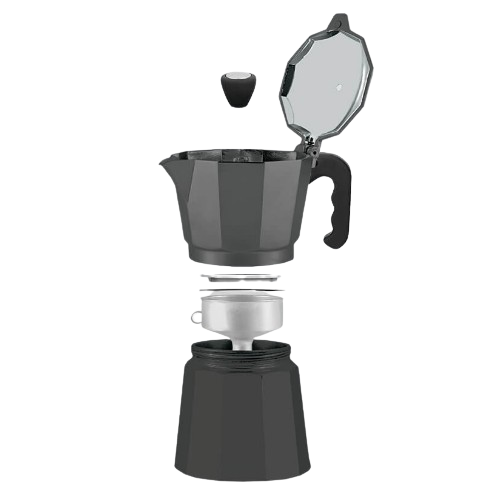 Кавоварка гейзерна 450мл (9 порцій) алюмінієва MR-1666-9-BLACK Espresso Moka Maestro | Зображення 1