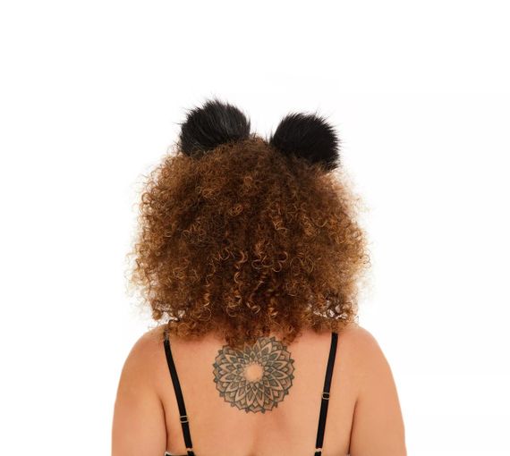 Меховые ушки кошки с бантиком, Черные с красным OKOVA sexstyle | Зображення 3