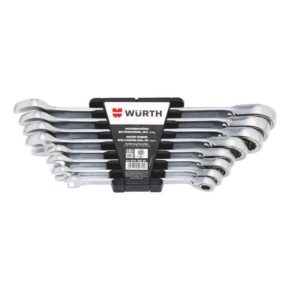 Набір комбінованих ключів Wurth з тріскачкою та перемикачем 8шт Zebra