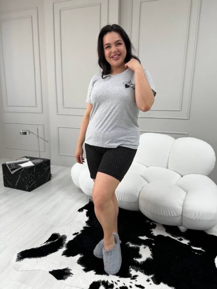 Домашній одяг, сіра піжама PLUS SIZE | Зображення 2