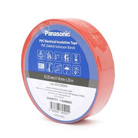 Ізолента ПВХ PANASONIC 0,125мм * 18мм * 20м (червона), діапазон робочих температур: від 0 ° С до + 90 ° С, Вогнестійка, 8 штук в
