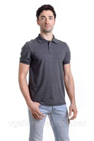 Футболка чоловіча ПОЛО — Сірий Антрацит із манжетом із мікроЛАКОСТИ L