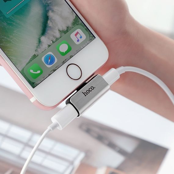 Перехідник Hoco LS24 Lightning to lightning audio/lightning Сталевий | Зображення 5