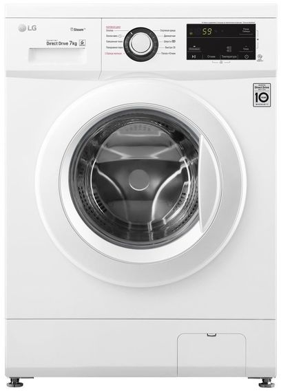 Стир. машина с фронт. загр. LG F2J3HS0W, 7кг, 1200, A+++, Пар, глубина 44см, Дисплей, Инвертор, Белый (F2J3HS0W)
