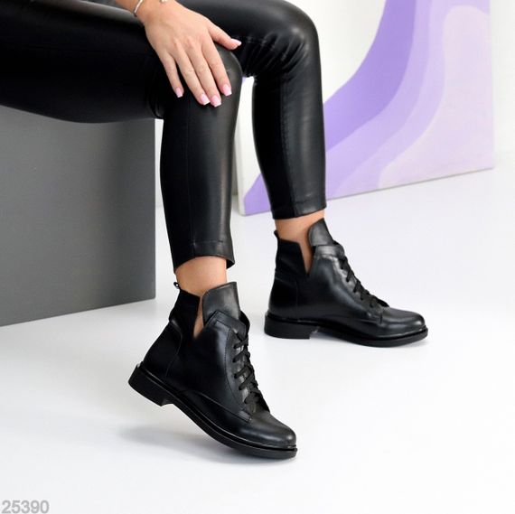 Черные дизайнерские деми ботинки натуральная кожа низкий ход | Зображення 7