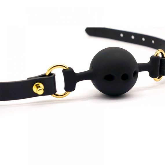 Кляп із силікону та італійської шкіри Breathable Small Ball Gag UPKO | Зображення 4